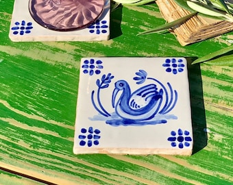 Hand Painted Terracotta Ceramic Coasters - Traditional Portuguese Designs, Unique Housewarming Gift