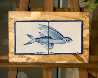 Flying Fish - Parexocoetus - Hand painted Tiles