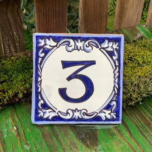 Hand Painted Ceramic Tile Door Number, Unique Custom House Number Sign, Perfect Outdoor Address Gift