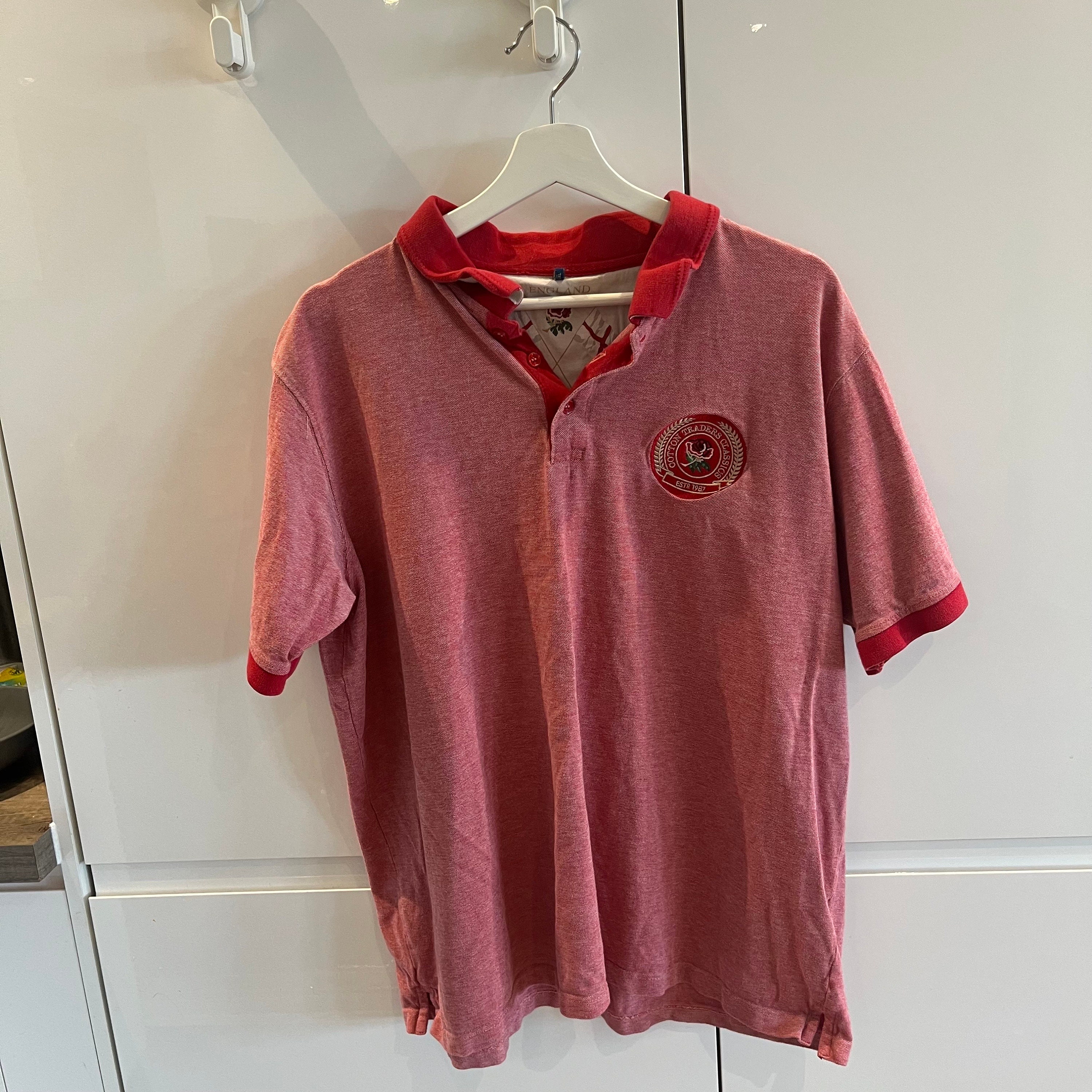 Red/pink England Rugby Polo Jersey Shirt - Etsy