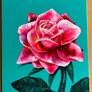 Acrylgemälde einer Rose auf Leinwandkarton 24 cm x 30 cm