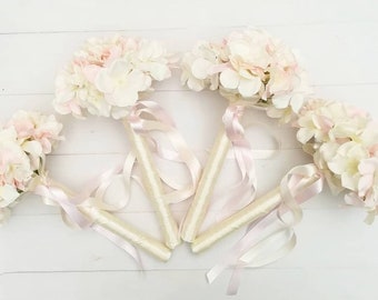 Blush Pink Hydrangea Flowergirl Wand