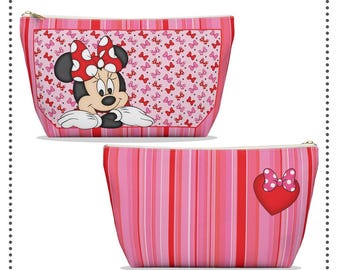 Disney's Minnie Mouse Bows Cosmetic Bag, Accessory Pouch, Disney Makeup Bag, Travel Case, Toiletry Organizer, Zippered Pouch