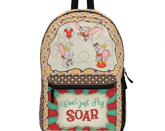 Disney's Dumbo Circus Backpack, Unique Disney Character Backpack, 'Don't Just Fly SOAR' Multipurpose Backpack