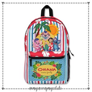 Mochila "Ohana Means Family" de Disney, bolsa de viaje de Lilo y Stitch Disney Parks, mochila impermeable de tamaño completo imagen 2