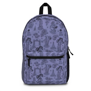 Disney&#39;s Haunted Mansion Purple Damask Backpack, Disney Parks Bag, Waterproof Backpack, Disney Haunted Mansion Stretching Room Park Bag