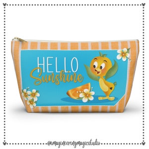 Disney Orange Bird Bolsa de cosméticos com fundo em T para itens essenciais de viagem e férias