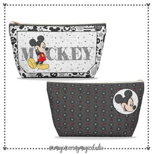 Astuccio per accessori con fondo a T di Topolino, astuccio per il trucco con cerniera, piccolo beauty case, organizer da viaggio Disney, grazioso astuccio per cosmetici