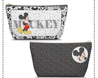 Mickey Mouse T-Bottom Accessory Pouch, Zippered Makeup Bag, Small Toiletry Case, Disney Travel Organizer, Cute Cosmetic Pouch