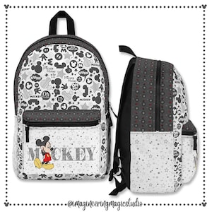 Disney's Mickey Mouse Backpack, Disney Bag, Kids School Backpack, Disney Mickey Mouse Icons Pattern, Cartoon Book Bag, Adult Parks Backpack