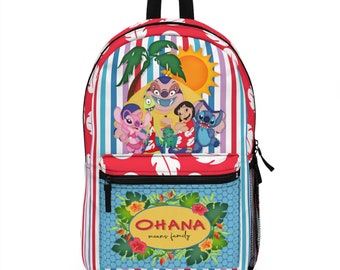 Mochila "Ohana Means Family" de Disney, bolsa de viaje para los parques de Disney Lilo y Stitch, mochila impermeable de tamaño completo