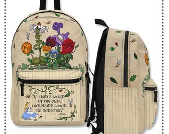 Mochila de Alicia en el país de las maravillas de Disney, bonita mochila de los parques de Disney, mochila escolar, mochila de viaje, regalo para fans de Disney, mochila única