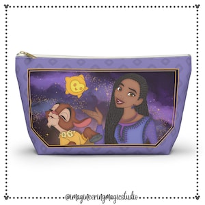 Bolsa de maquillaje con base en T de Disney Wish para viajes, bolsa de cosméticos, organizador de artículos esenciales para vacaciones