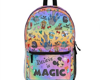 Mochila Disney's Believe in Magic, bolsa de equipaje de viaje de Disney, mochila 100% poliéster