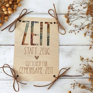 Gutscheinverpackung - Zeit statt Zeug personalisierbar / Geschenkverpackung / Gutscheinkarte / Gemeinsame Zeit / Grußkarte / Geldgeschenk