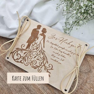 Geldgeschenkkarte Hochzeit personalisiert / Holzgrußkarte zum Füllen / Geldscheine verpacken / Hochzeitsgeschenk / Geschenkidee Brautpaar