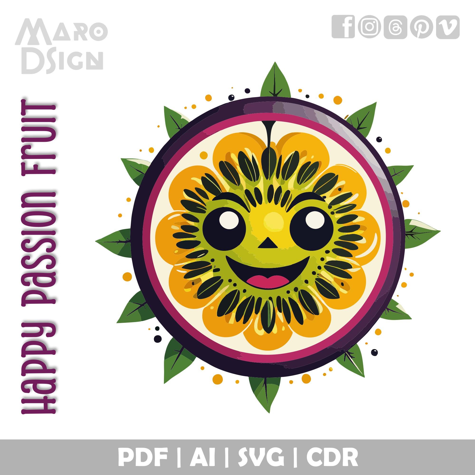 Happy Passion Fruit Clipart Bundle | A Juicy Tropical Vector ...