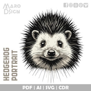 Portrait de hérisson | Illustration vectorielle mignonne et personnalisable pour des projets de bricolage créatifs, des impressions d'art et des besoins de conception graphique