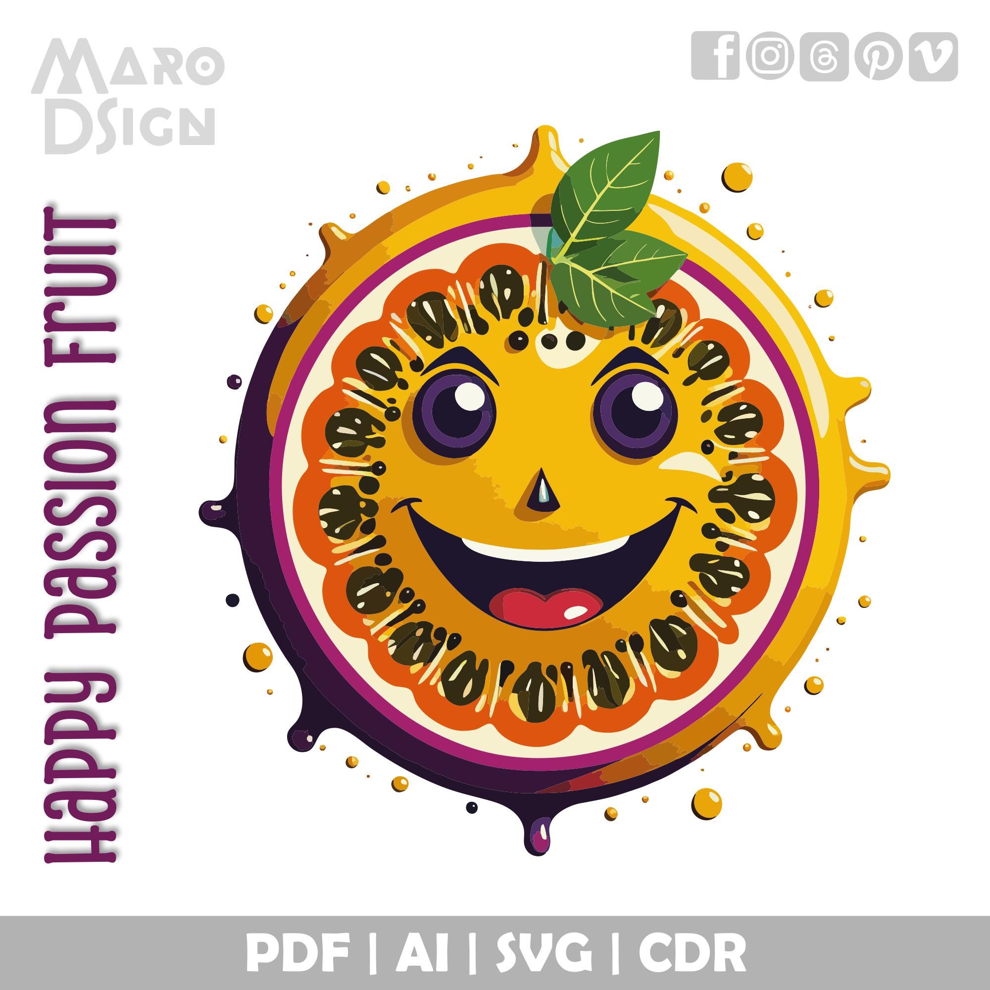 Happy Passion Fruit Clipart Bundle | A Juicy Tropical Vector ...