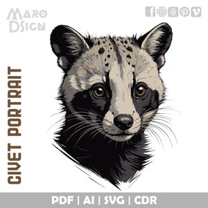 Portret civetkat | Vectorillustratie exotische dieren, perfect voor grafisch ontwerp, doe-het-zelfprojecten en natuurkunst