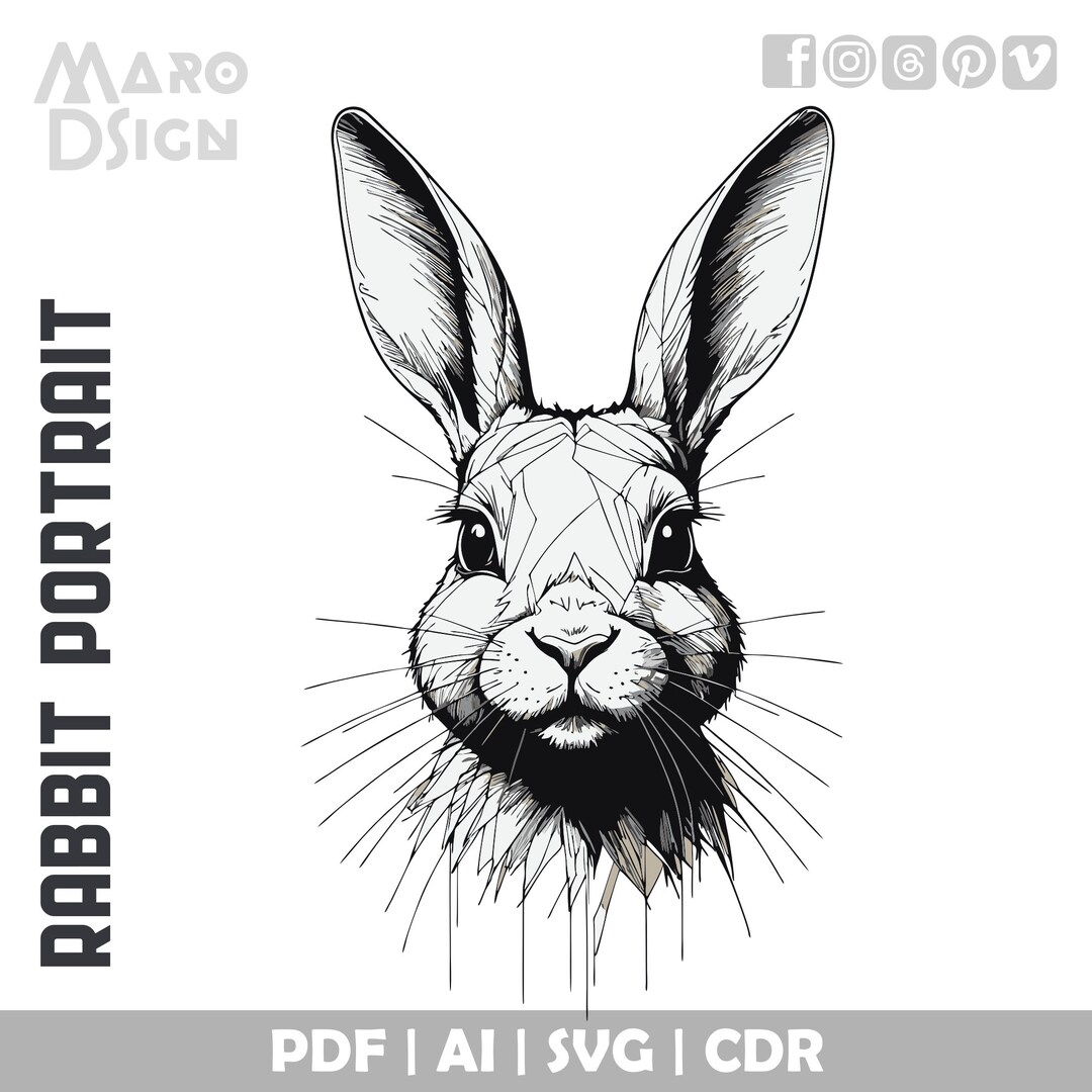 Rabbit Portrait | Editable Vector Illustration of a Charming Bunny for ...