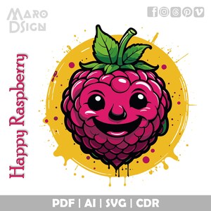 Happy Raspberry Clipart Bundle | Fun Cartoon Berry Illustration for ...