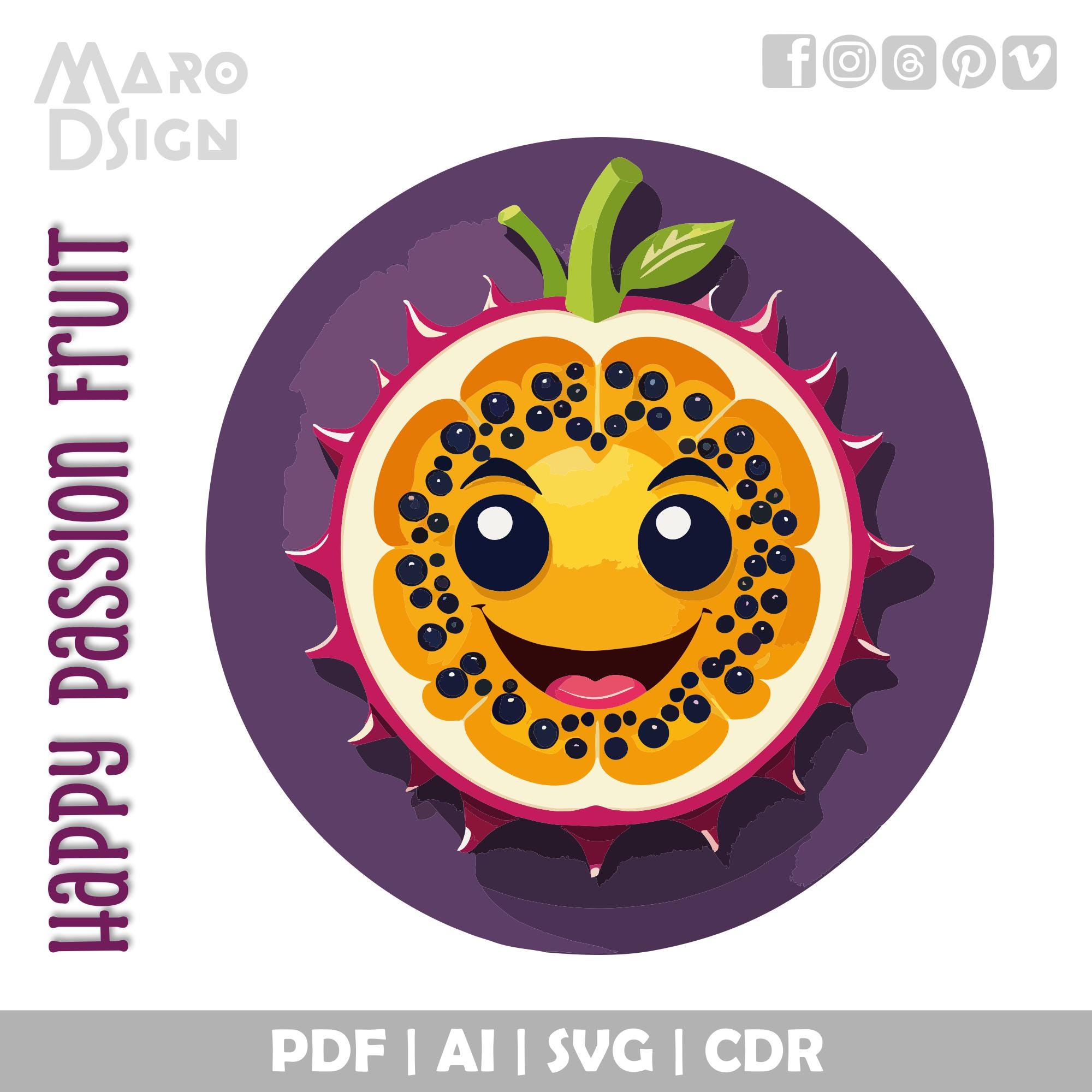 Happy Passion Fruit Clipart Bundle | A Juicy Tropical Vector ...