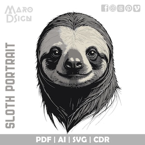 Retrato de perezoso: arte vectorial relajado y adorable del animal más lento y lindo de la naturaleza, perfecto para proyectos creativos y manualidades.