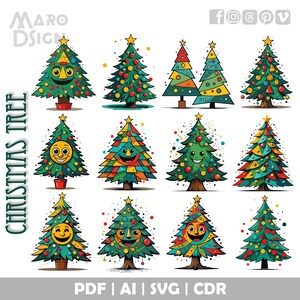 Christmas Tree Clipart Bundle | Festive Vector Art for Holiday Decorations, Creative DIY Projects, and Seasonal Graphic Design