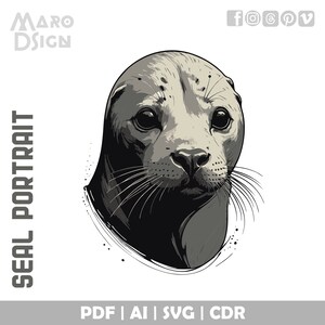 Seal Portrait | Elegant Vector Illustration of a Playful Marine Mammal, Perfect for Creative Projects, Crafts, and Unique Designs
