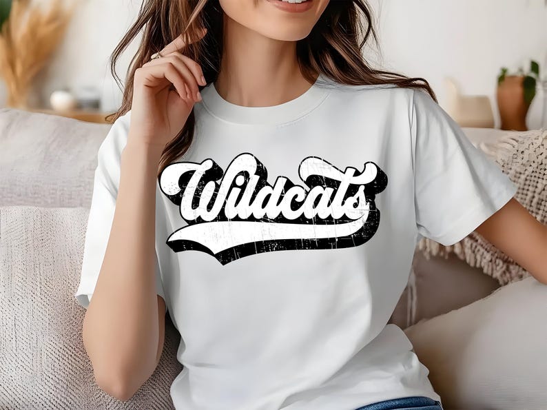 Wildcats Retro Script Logo SVG PNG Ai PDF | Vintage Distressed Sports ...