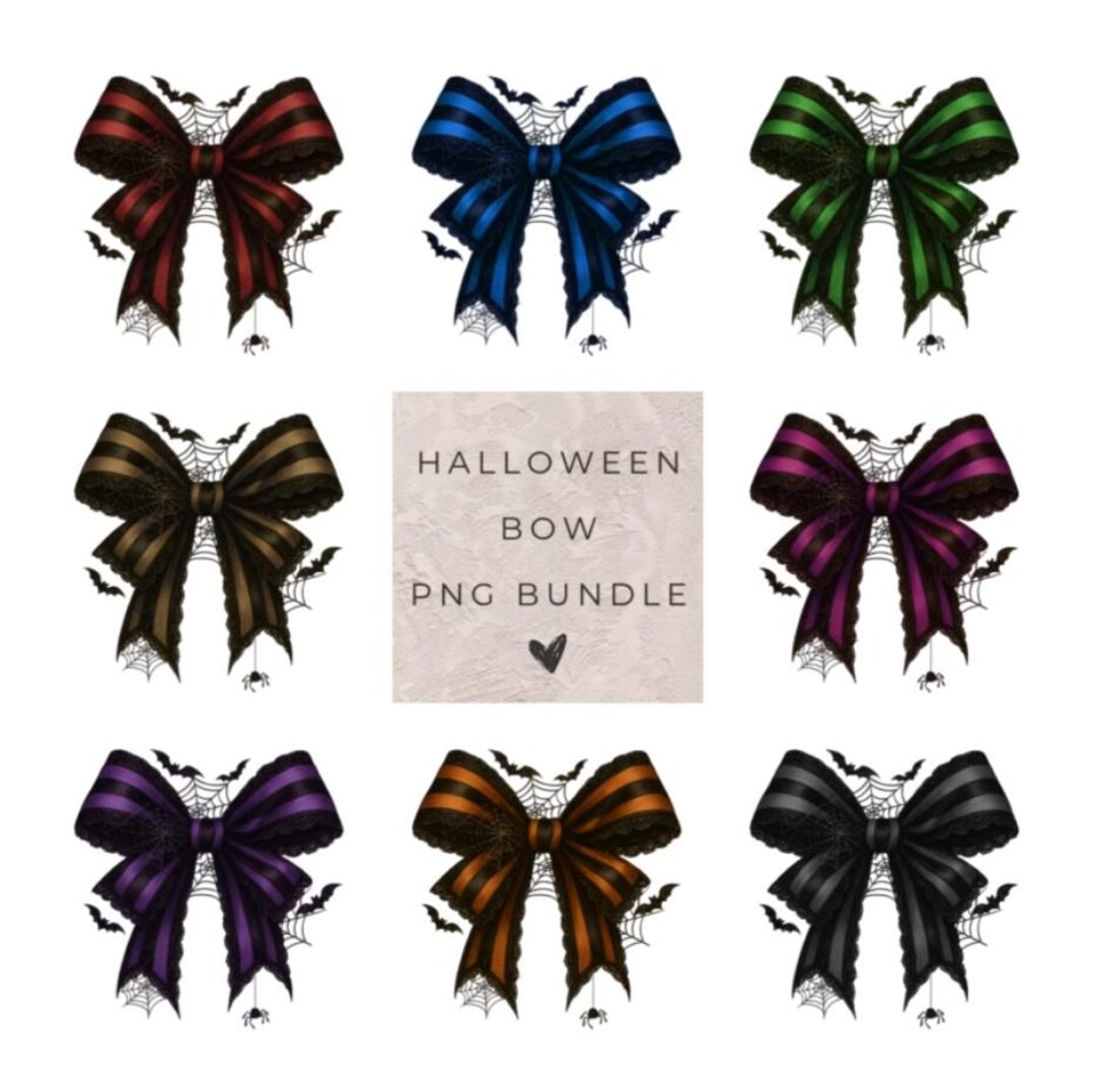 Coquette Halloween Bow PNG Bundle | Gothic Coquette Clipart | Spooky ...