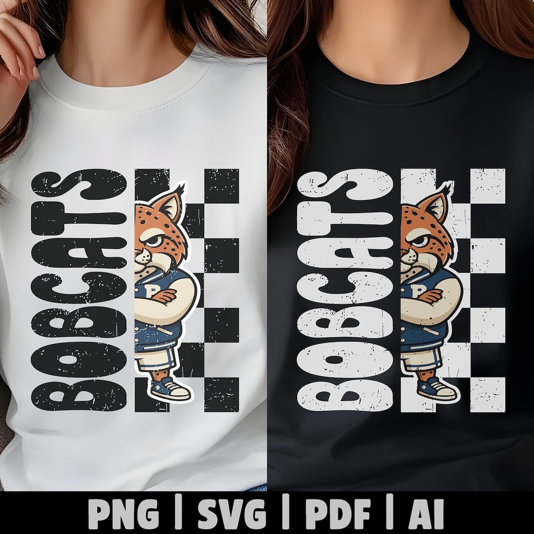 Bobcats Mascot Logo PNG SVG Ai PDF | Distressed Bobcat Sports Team ...