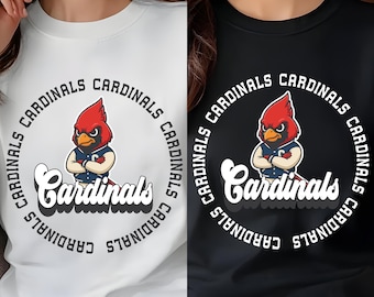 Logotipo de la mascota de los Cardenales PNG SVG Ai PDF / Diseño de equipo deportivo retro / Camiseta de espíritu escolar, sublimación, descarga digital