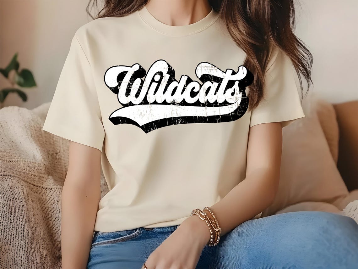 Wildcats Retro Script Logo SVG PNG Ai PDF | Vintage Distressed Sports ...