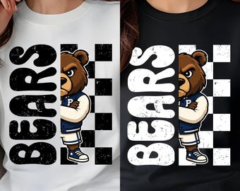 Bears SVG PNG Ai PDF Bundle | Bear Mascot Half Body Design | School Sports Team Mascot | Cricut Sublimation | Instant Download