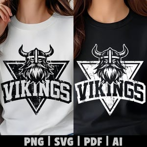 Vikings maskot SVG PNG PDF Ai, Viking Warrior Team-logotyp, Distressed School Spirit Sports Clipart, digital nedladdning