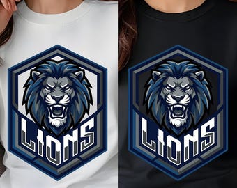 Lions Mascot Logo PNG | Fierce Sports Team Lion Head Graphic | School Spirit Badge Design