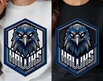 Hawks Mascot Logo PNG | Fierce Sports Team Hawk Graphic | School Spirit Badge Design | High-Resolution Digital Download for Shirts & Merch
