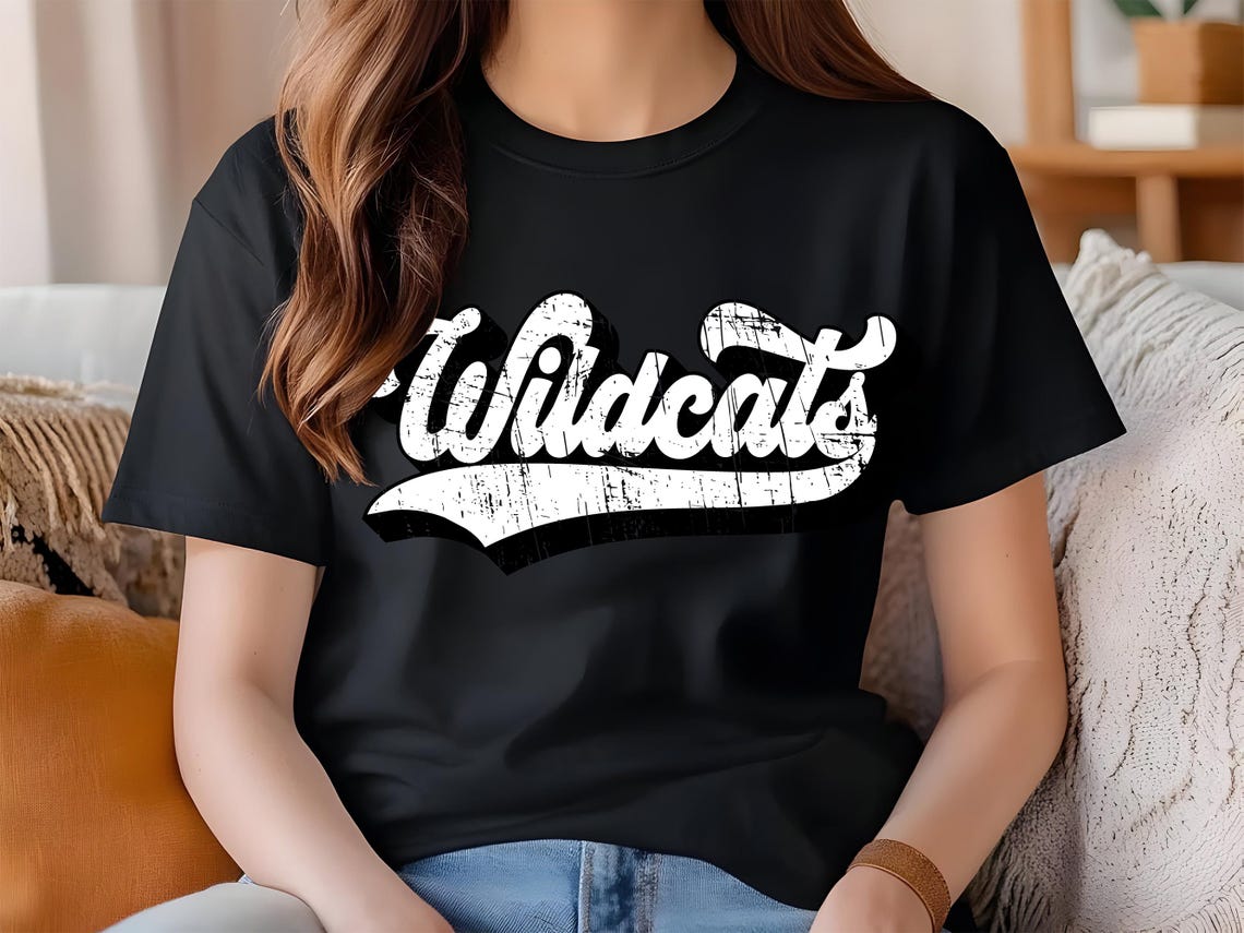 Wildcats Retro Script Logo SVG PNG Ai PDF | Vintage Distressed Sports ...