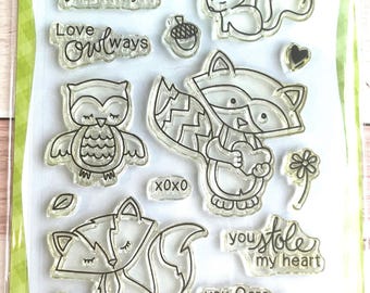 Sweetheart Tails Clear Stamp Set: Fox, Owl, Squirrel Stamps