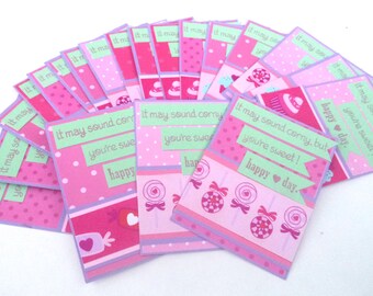 Candy Themed Valentine's Day Cards, Handmade Envelopes, Set of 20