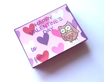 Owl Valentine's Day Cards, Happy Valentine's Day Cards, Children's Valentines, Classroom Set Valentine Cards, Owls, Bird Valentines