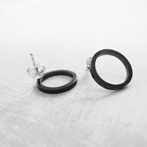 Mens stud earrings, Minimalist earrings, black stud earrings, circle studs, mens earrings, everyday earrings, oxidized silver earrings