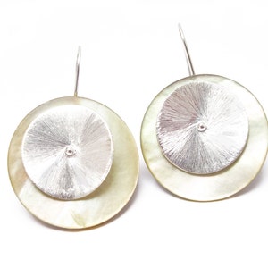 dangle earrings, sterling earrings, white, modern bridal jewelry, sterling silver, geometric earrings, silver earrings, handmade jewelry image 1