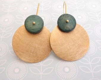 dangle earrings - choose color - gold earrings - textured brass - bridesmaids - sterling silver - minimalist contemporary jewelry