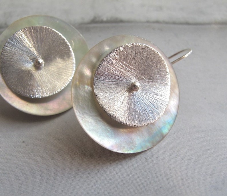 dangle earrings, sterling earrings, white, modern bridal jewelry, sterling silver, geometric earrings, silver earrings, handmade jewelry image 3