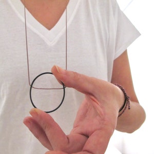 Contemporary Minimalist Pendant Necklace, large pendant necklace for women, modern geometric jewelry, big oval pendant