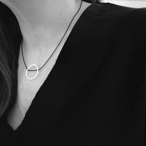 Unique Gift, handmade silver circle stud earrings and choker neclace for women, contemporary jewelry set, oxidized silver jewelry set image 5
