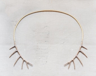 White Tail Stag Horn Handmade Bronze Choker Necklace